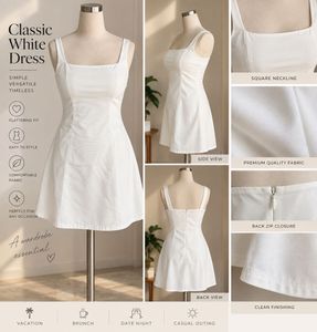 Classic White Vacation Mini Dress