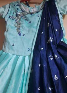 small girl  sky blue  stylish frock -size 30