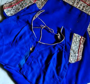 Royal Blue Embellished Saree