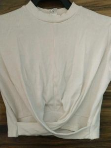 Stylish White Twisted Crop Top