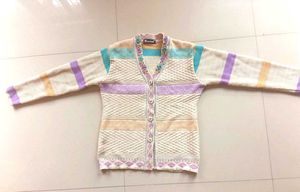 Soft Cozy Knit Cardigan with Striped Pattern