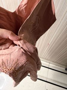 Peach Embroidered Romper