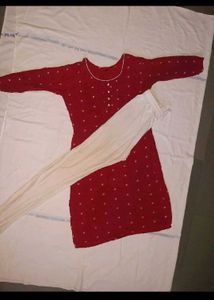 Red Printed Kurta Set