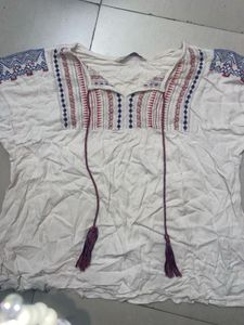 Short White Kurti Top
