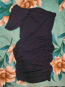 Shein One Shoulder Ruffle Sleeve Ruched BooDress