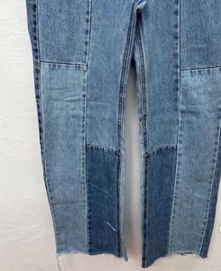 Patchwork Wide Leg Denim Jeans