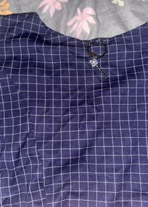 Navy Blue Grid Crop Top