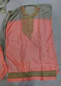 Beautiful Peach &amp; Grey Kurta gharara set