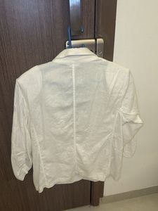 White Linen Blend Blazer