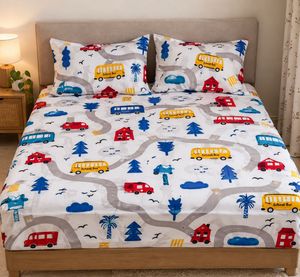 King size Cute Cars Bedding Set with 2 pillow