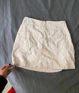 CORDUROY WHITE MINI SKIRT FOR WOMEN