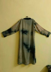 black &amp; grey abstract tie-dye midi dress