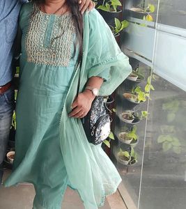Elegant Green Kurta Set(Kurta And Dupatta)