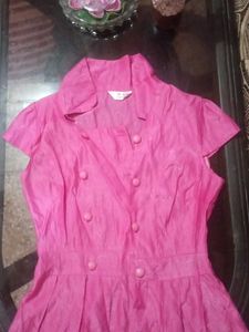 Korean Vibrant Pink Peplum Top