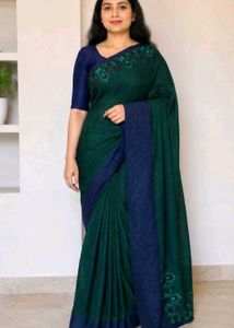 Elegant Green & Blue Saree