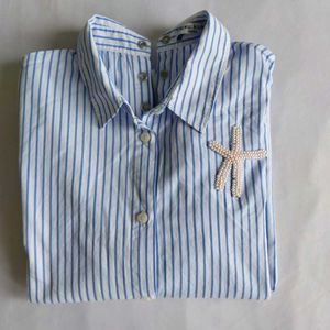 Cute Striped Shirt with beaded Starfish Detail🎀✨️