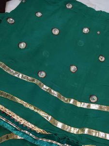Moti Boote Embellished Green Saree
