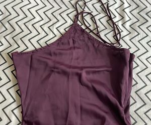Wine Halter Neck Dress