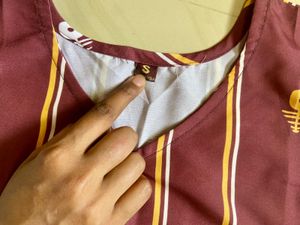 Maroon Striped Kurta Set with Pants