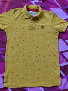 Hollister Yellow Printed Polo Shirt