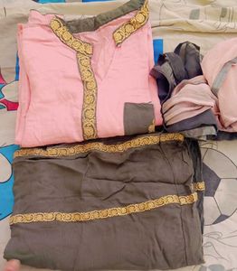 Elegant Pink & Grey Kurta Set