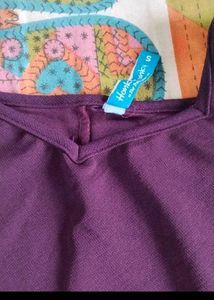 Grey Marled Knit Long Sleeve Dress Purple Combo