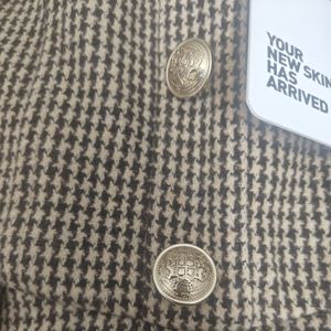 Brown Pin Check Pleated Skirt (Brand New))