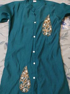Stylish Teal Kurta Set with Embellishments