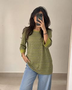 Striped 3/4 Sleeve Casual Top