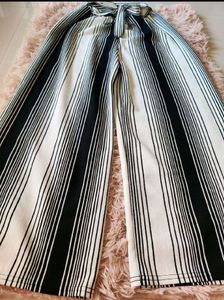Black &amp; White Strips Wide Leg Palazzo