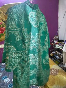 Men's Green Paisley Print Short Sleeve Shirt
