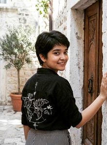 vintage Chic Black Printed Shirt