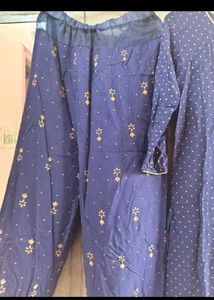 Navy Blue Printed Kurta Set