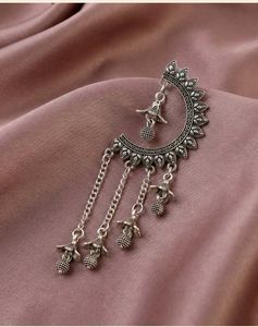 Traditional oxidised Moon shape jhumka