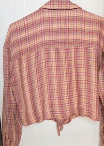 Cute Plaid Tie-Front Shirt