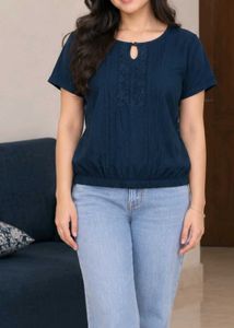 Teal Lace Detail Top