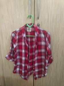 Red Plaid Button-Up Shirt