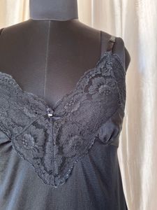 Black Lace Trim Slip Dress