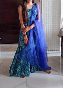 short kurti with flaired plazzo