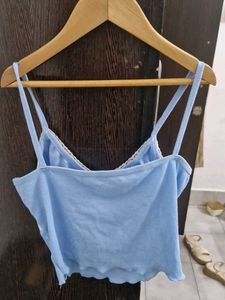 Cute Blue Lace Trim Cami Top