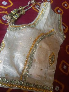Embellished Ethnic golden Blouse fit up to 30-32