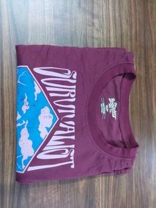 Roadster Maroon Graphic Print T-Shirt