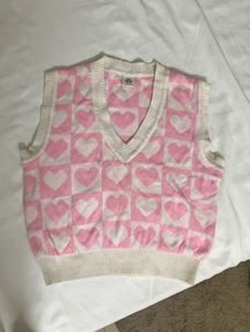 SSS - Pink Heart Print Sweater Vest