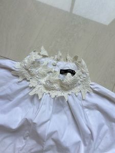 Zara Elegant White Lace Blouse