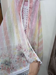 Beautiful Pink Floral Kurta Set with Dupatta