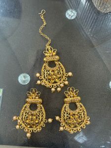 Traditional Indian Maang Tikka & Earrings Set