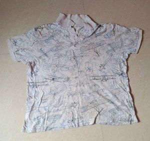 Vintage Airplane Print Casual Polo Shirt