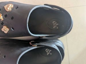 Cute Embellished Black Clogs