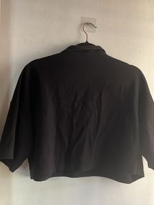 Black Cropped Zip-Up Top