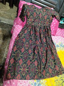 Patterned Midi anarkali long kurta